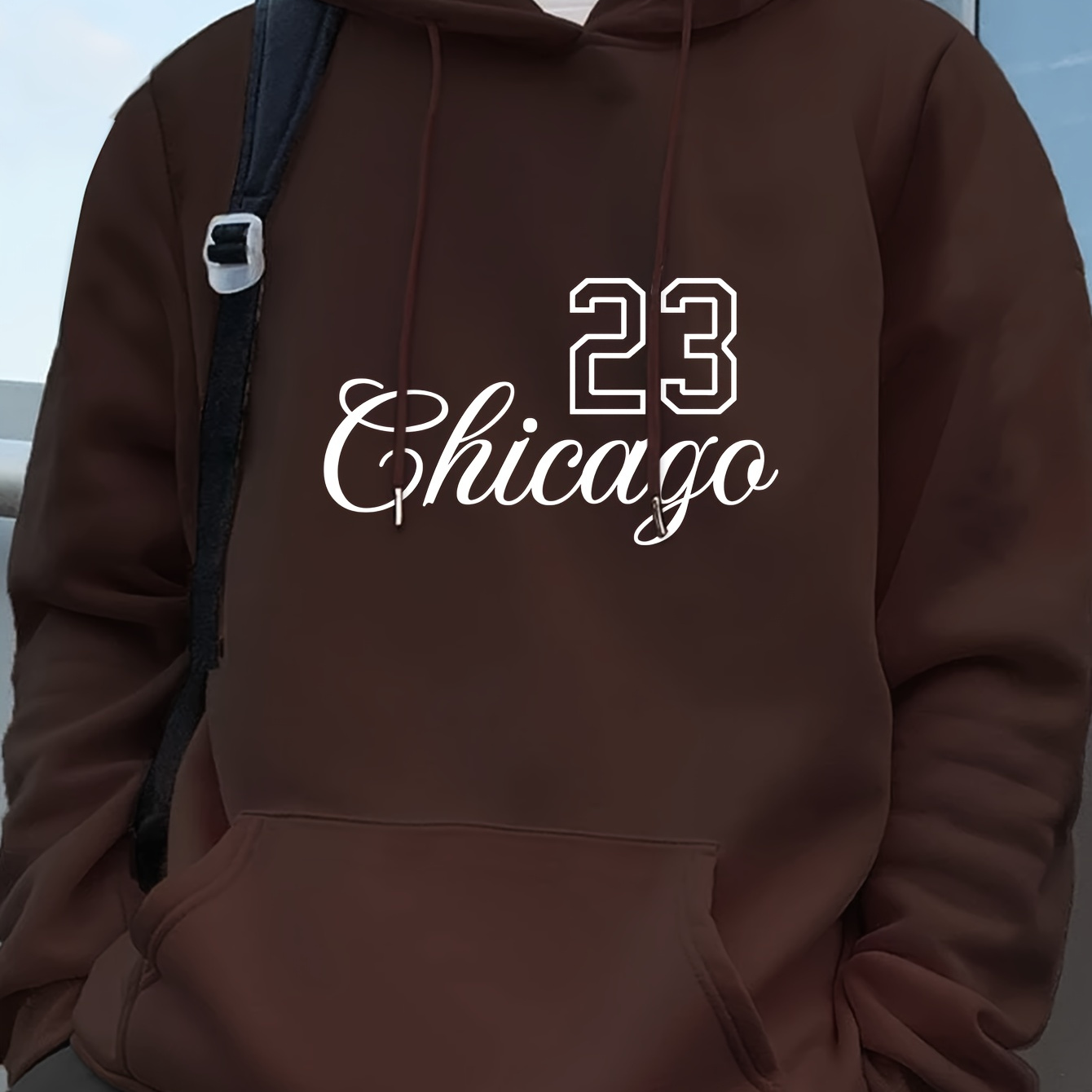 

23 Chicago Print Men's Pullover Round Neck Long Sleeve Hooded Sweatshirt Pattern Loose Casual Top For Autumn Winter Men's Clothing As Gifts