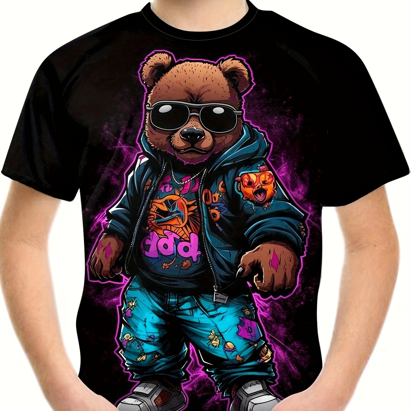 

Cool Bear Graphic T-shirt, Boys Novelty Tee, Funny Short Sleeve Tee For Kids
