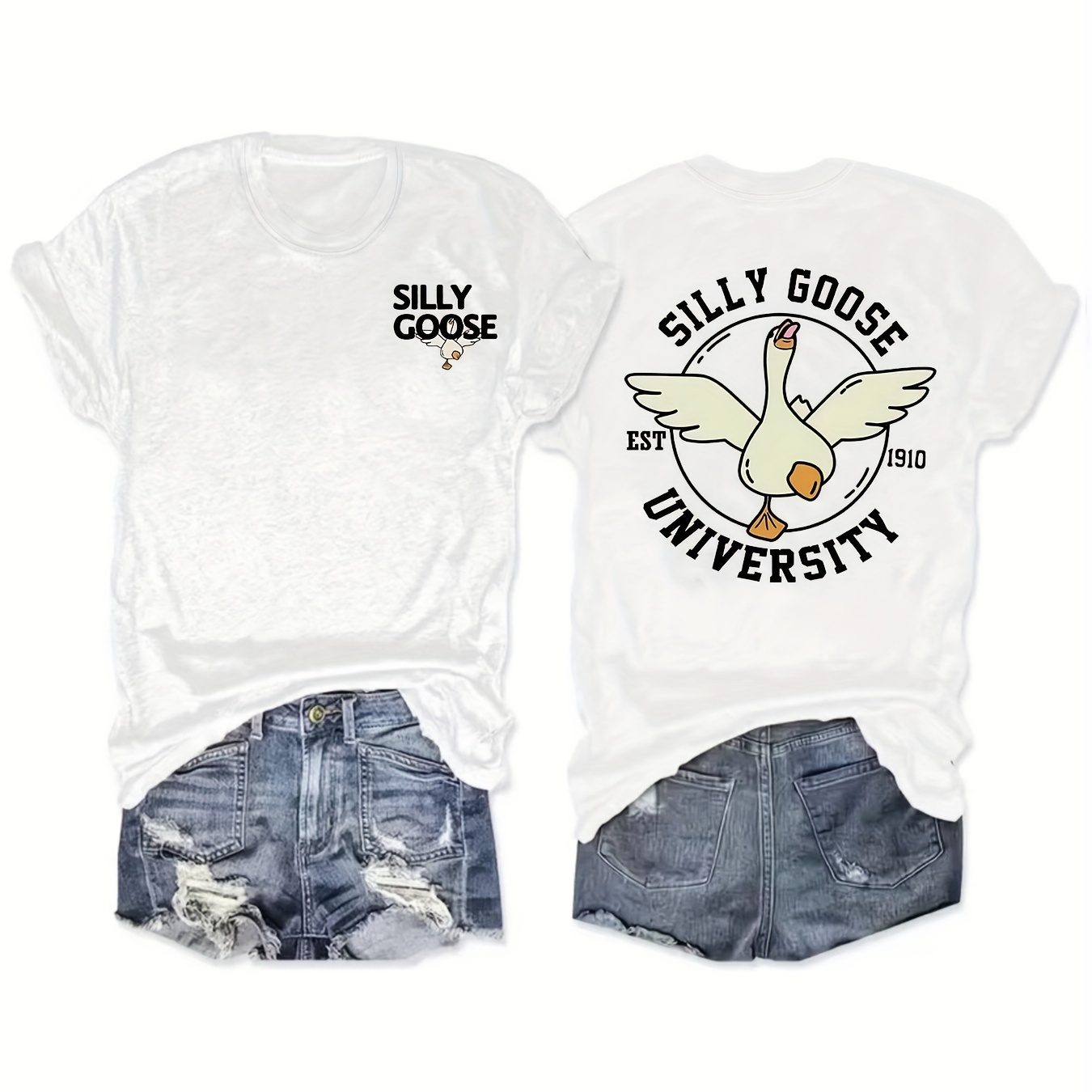 

Print T-shirt, Short Sleeve Crew Neck Casual Top For Summer & Spring, Women's Clothing