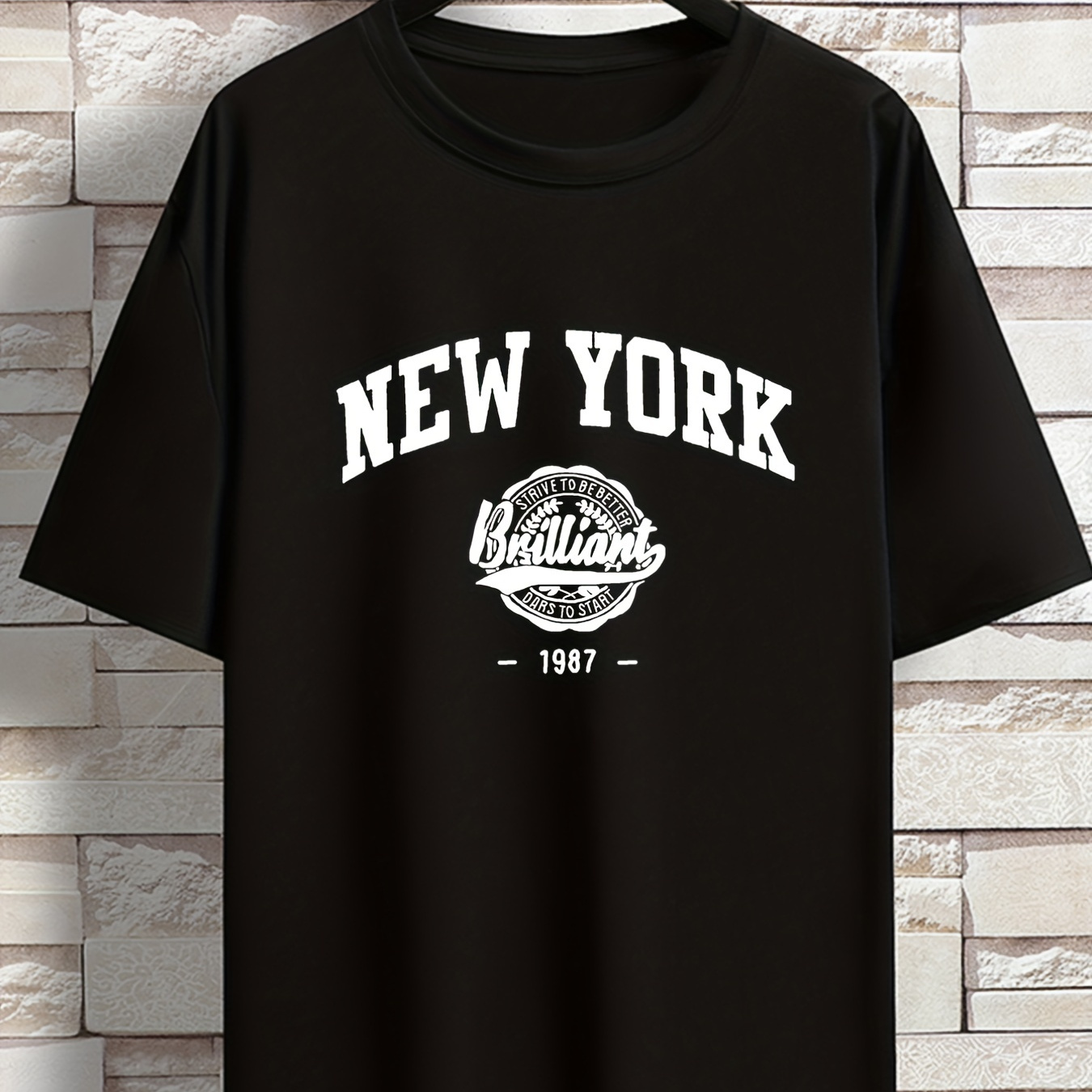 

Plus Size Men's Casual Graphic Tees For Summer, "new York" Print Crew Neck Oversized T-shirts, Trendy Chic Outfit Men's Clothings