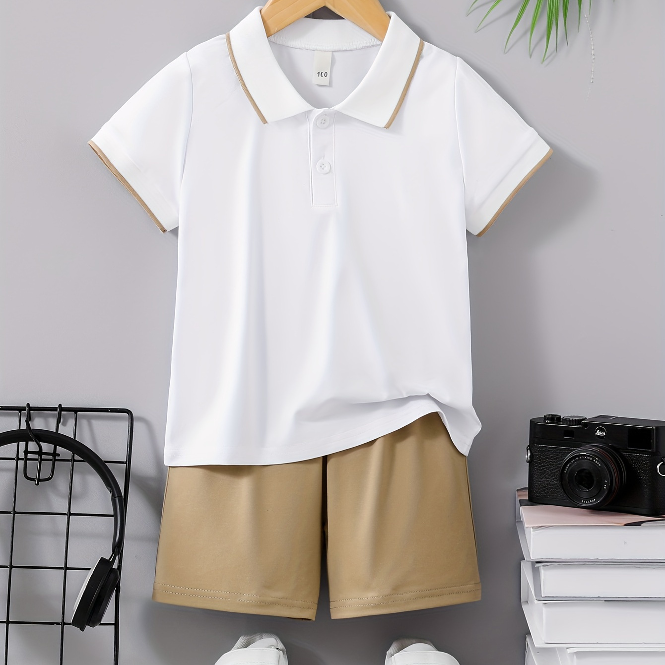 

2pcs Boys Casual Solid Color Golf Top, Comfortable Versatile Short Sleeve Lapel Shirt & Shorts Set, Cool, Lightweight And Comfy Summer Clothes!