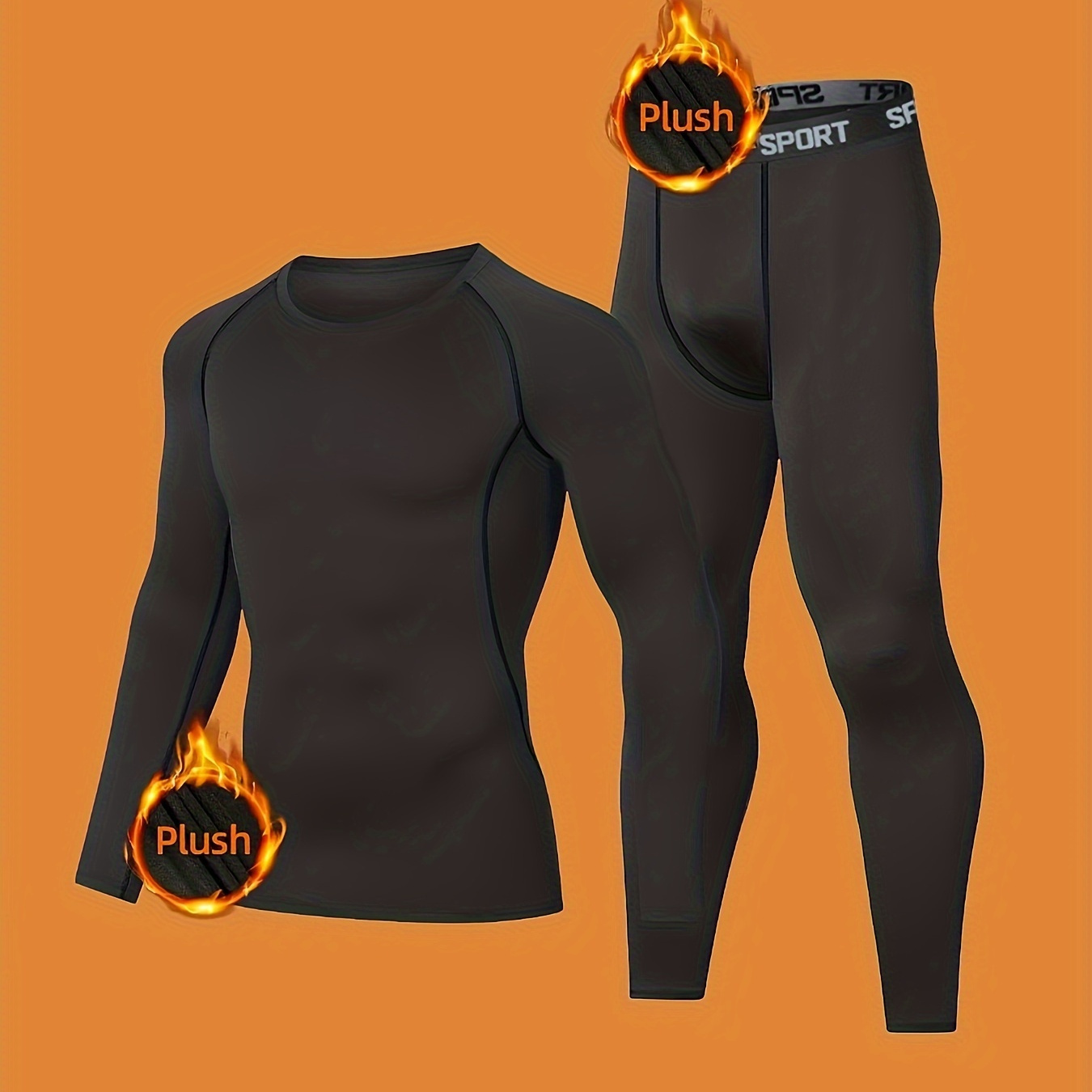 

Sports Thermal Underwear Set: Quick-drying Fleece Top + High- Breathable Leggings, Suitable For Outdoor Activities And Keeping Warm At Home.