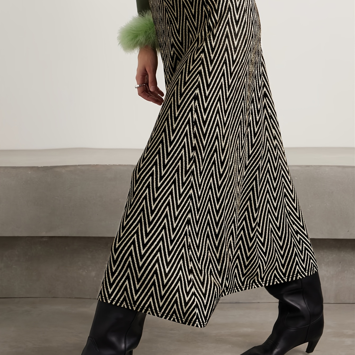 

Size Striped Midi Skirt For Women - Casual & , Spring/summer