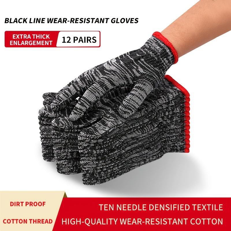 Labor Protection Gloves, Wear-resistant Work Winter Thicker Thin Section Of  White Cotton Yarn, Cotton Thread Nylon Men Workers, Work On The Ground -  Temu