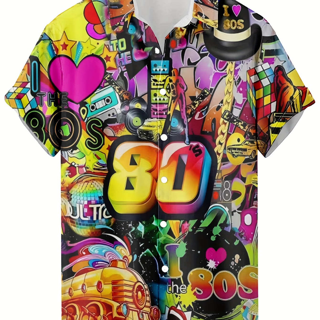 

80's 3d Printed , , , Regular Fit, Summer , Streetwear, Hawaiian , No Chest ,