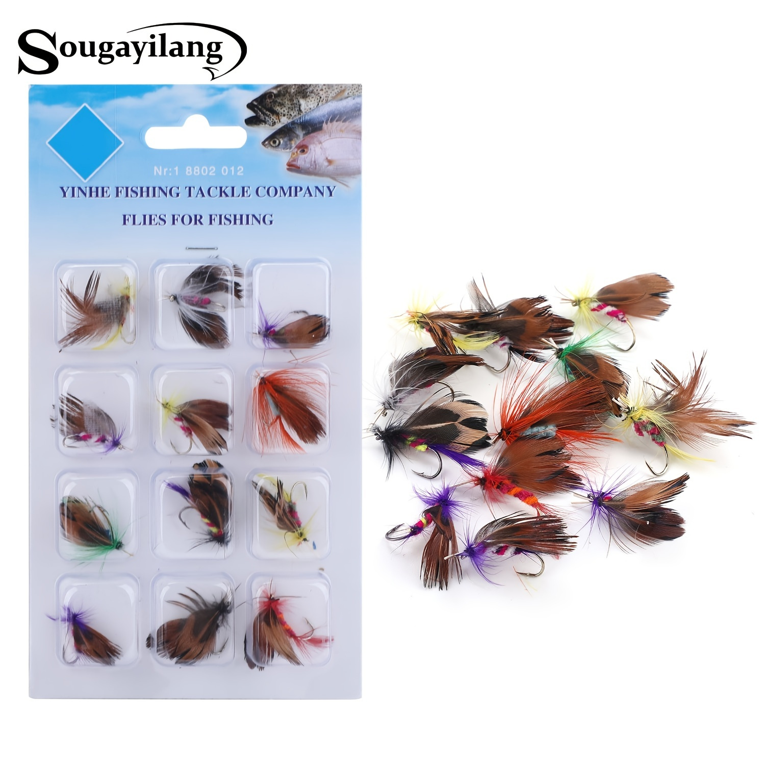 12pcs Sougayilang Salmon Flies Trout Dry Lure - The Ultimate Fly Fishing  Bait for Trout & Salmon!