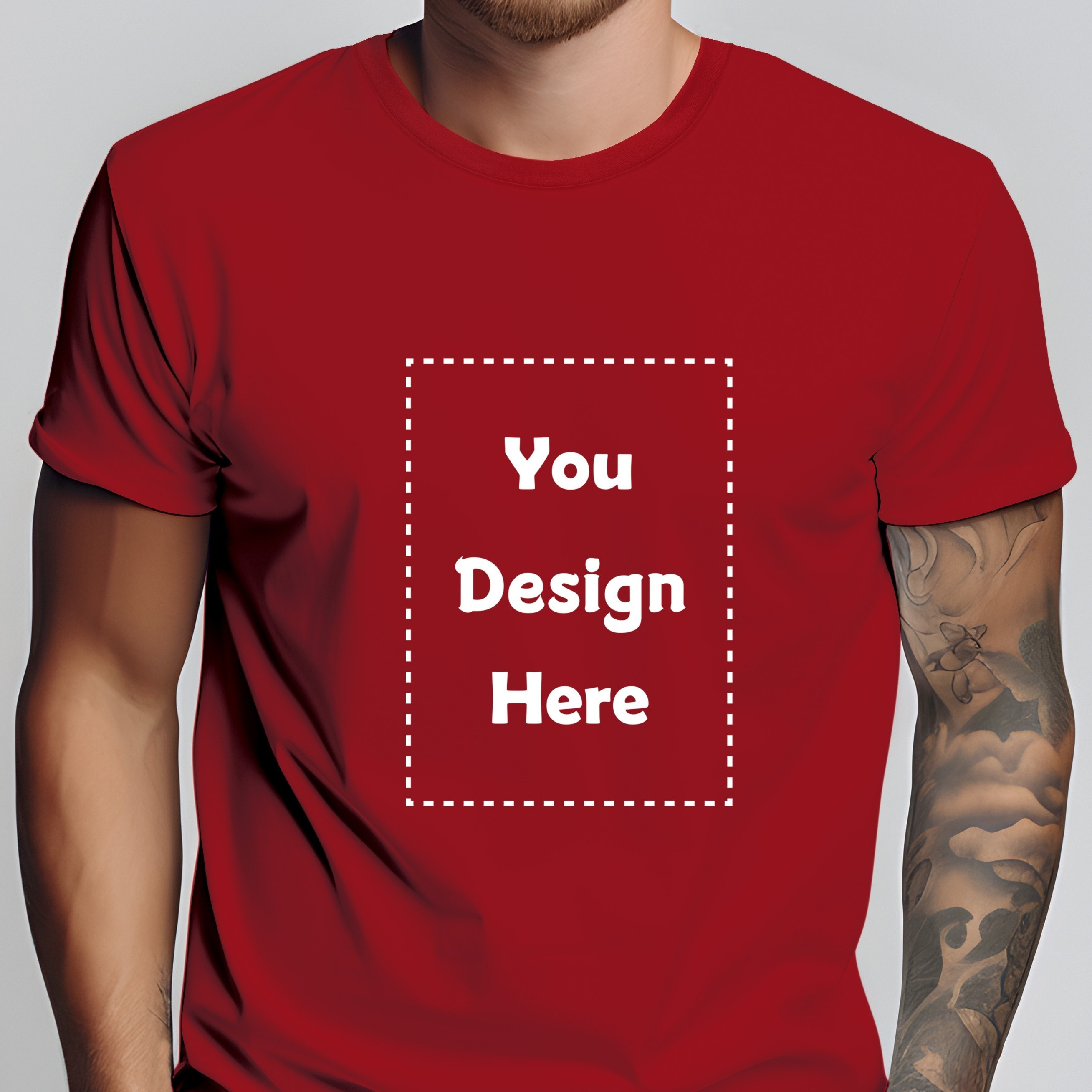 

Customizable Men's T-shirt With Your Design - Casual Crew Neck, Short Sleeve, Breathable Polyester , Machine Washable - Summer