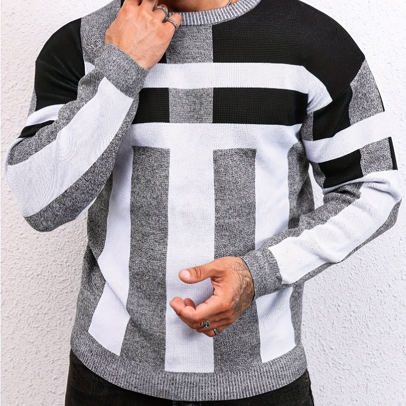

Autumn And Winter ' Jacquard Sweater, Casual Tops Pullover Sweater, Long Sleeve Crew Neck Underwear Tops