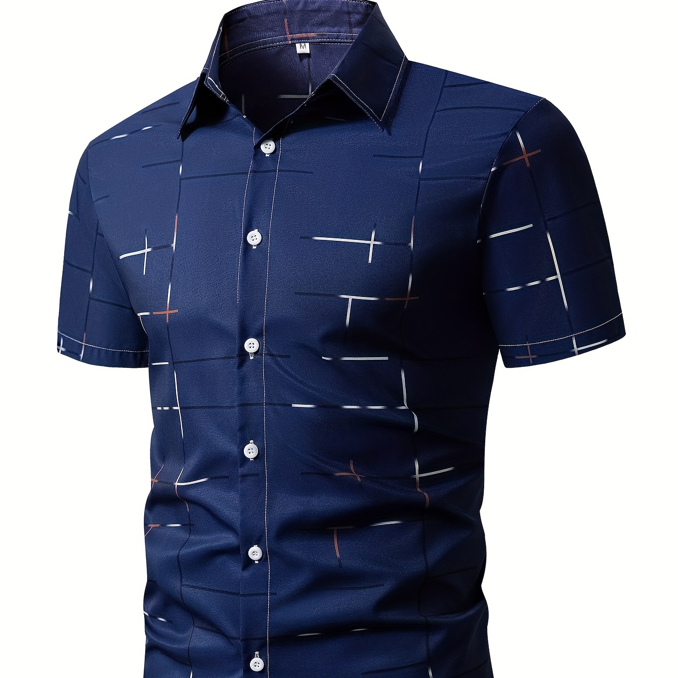 

Men's Casual Plaid Button Up Short Sleeve Shirt, Men's Shirt For Summer Vacation Resort, Tops For Men