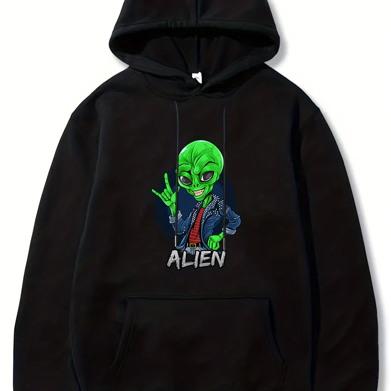 

Stylish Alien Print, Hoodies For Men, Graphic Sweatshirt With Kangaroo Pocket, Comfy Trendy Hooded Pullover, Mens Clothing For Fall Winter