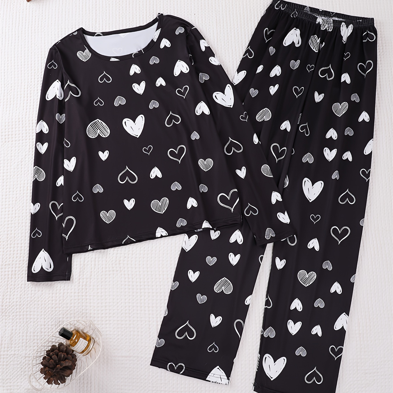 

de pyjama longues - Tissu tricoté décontracté, col rond, pantalon long, /hiver