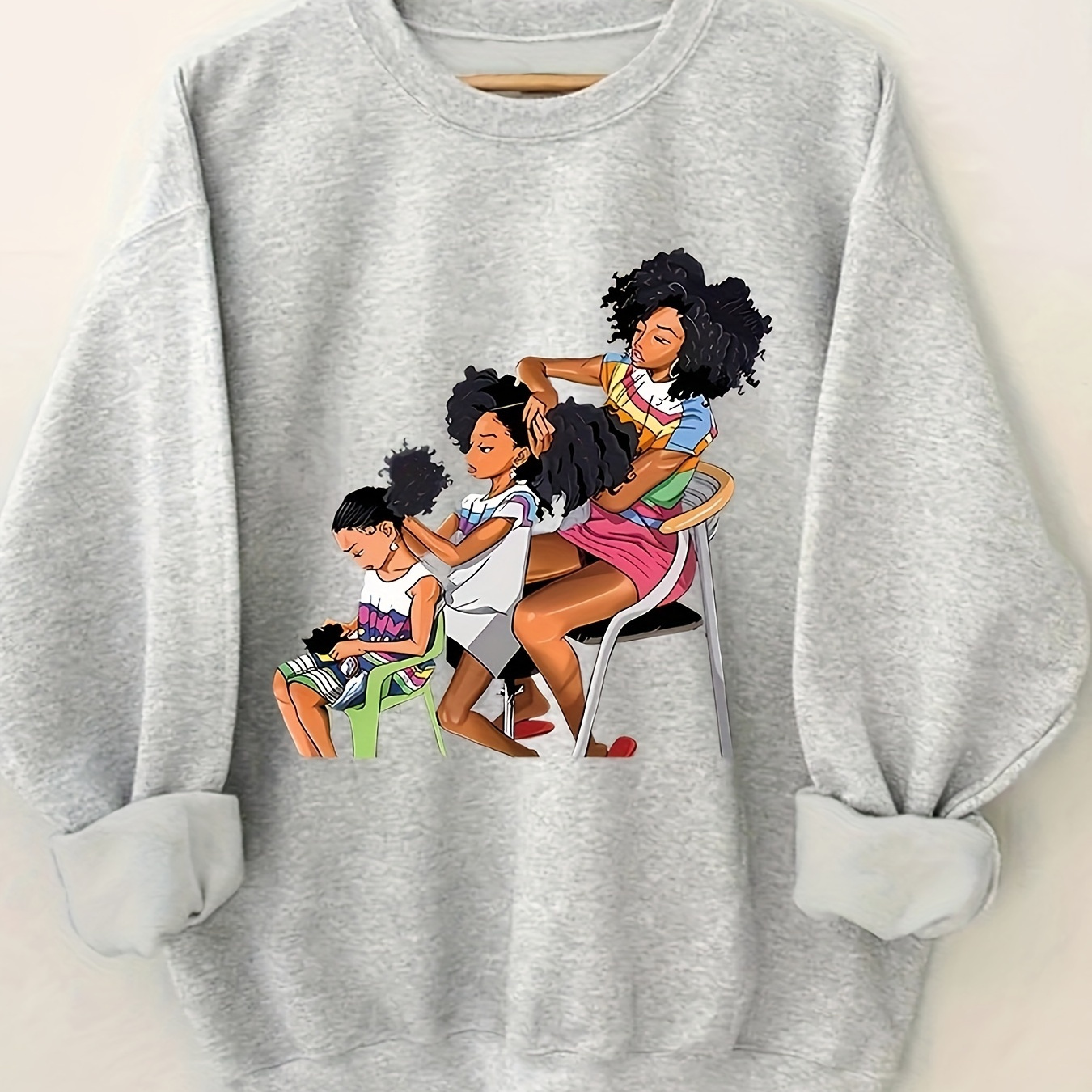 

Figure Print Sweatshirt, Crew Neck Casual Sweatshirt For Winter & Fall, Women's Clothing