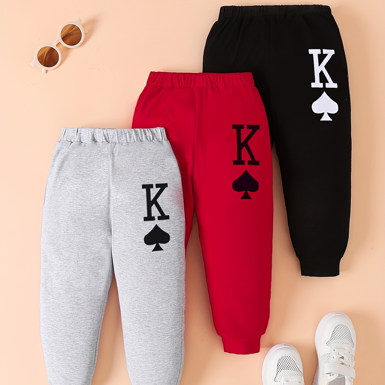 Baby 3pcs Letter Graphic Sweatpants, Kid's Casual Trousers