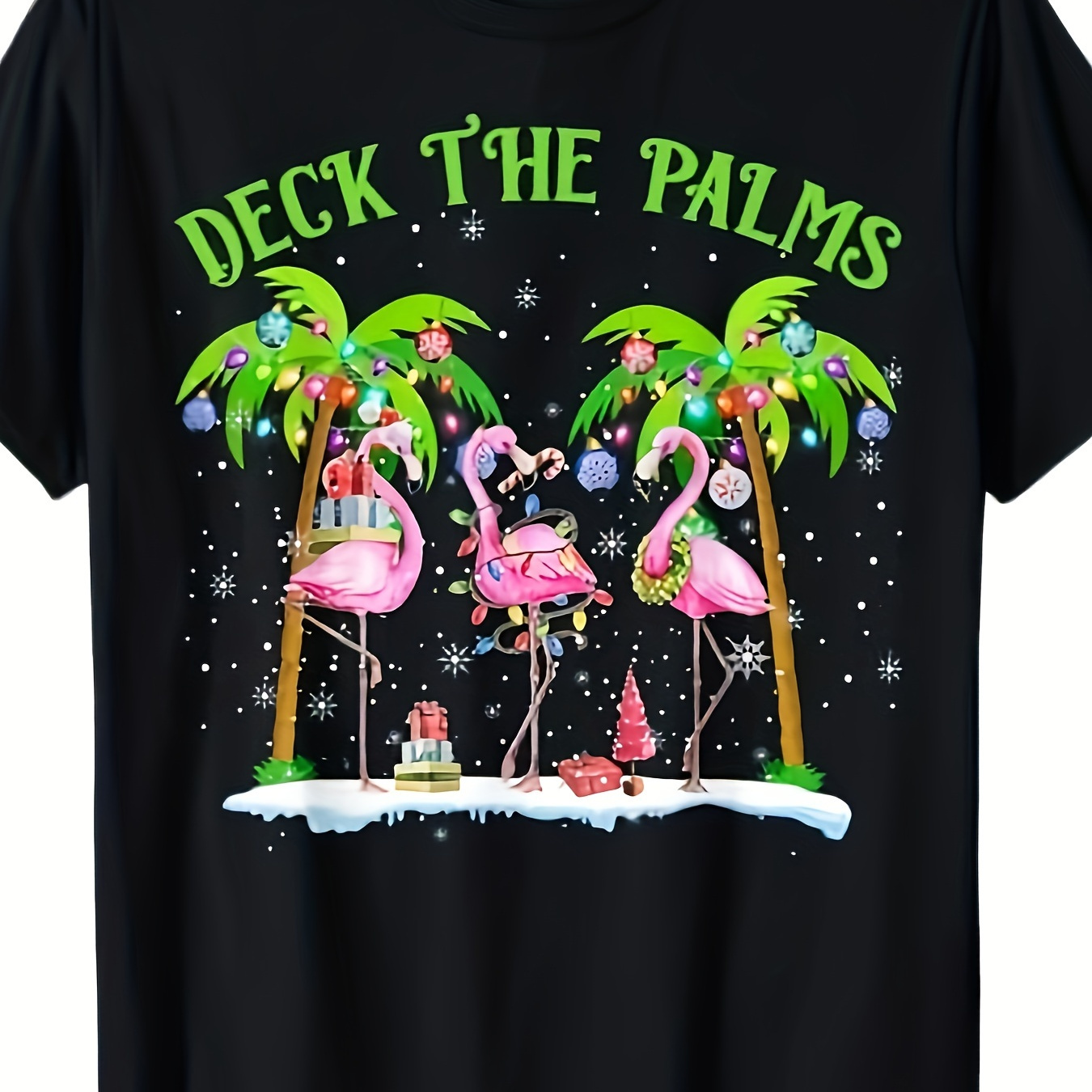 

Flamingo Tropical Christmas Lights Palm Tree T-shirt