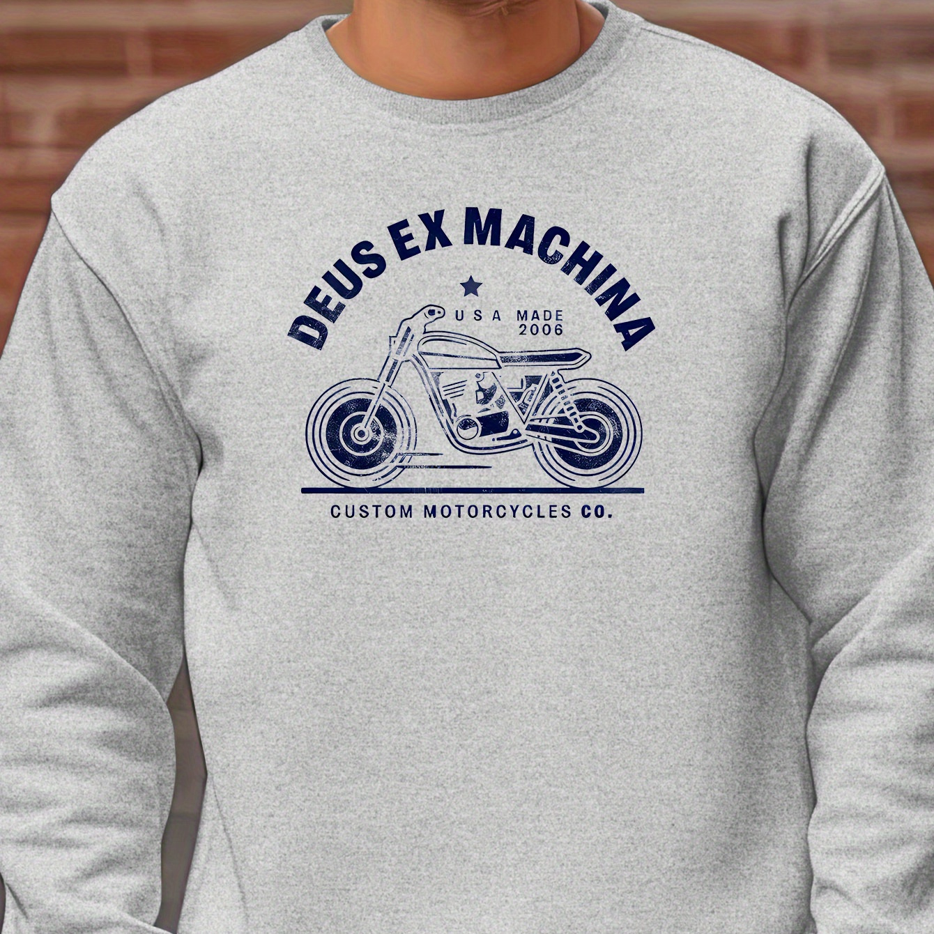 

Sweatshirt Élégant pour Hommes avec Imprimé Moto & Lettres - Tissu Extensible Confortable, pour /Automne