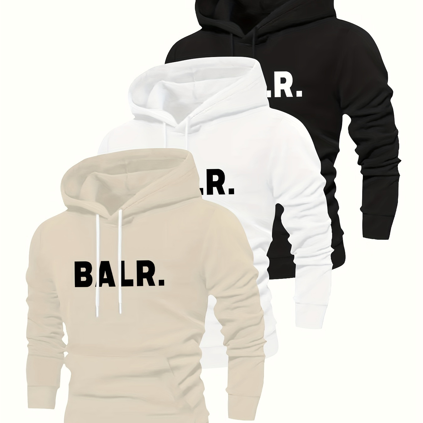 

3pcs New Print Hoodie, Cool Hoodies For Men, Men's Casual Graphic Design Pullover Hooded Sweatshirt With Kangaroo Pocket Streetwear For Winter Fall, As Gifts