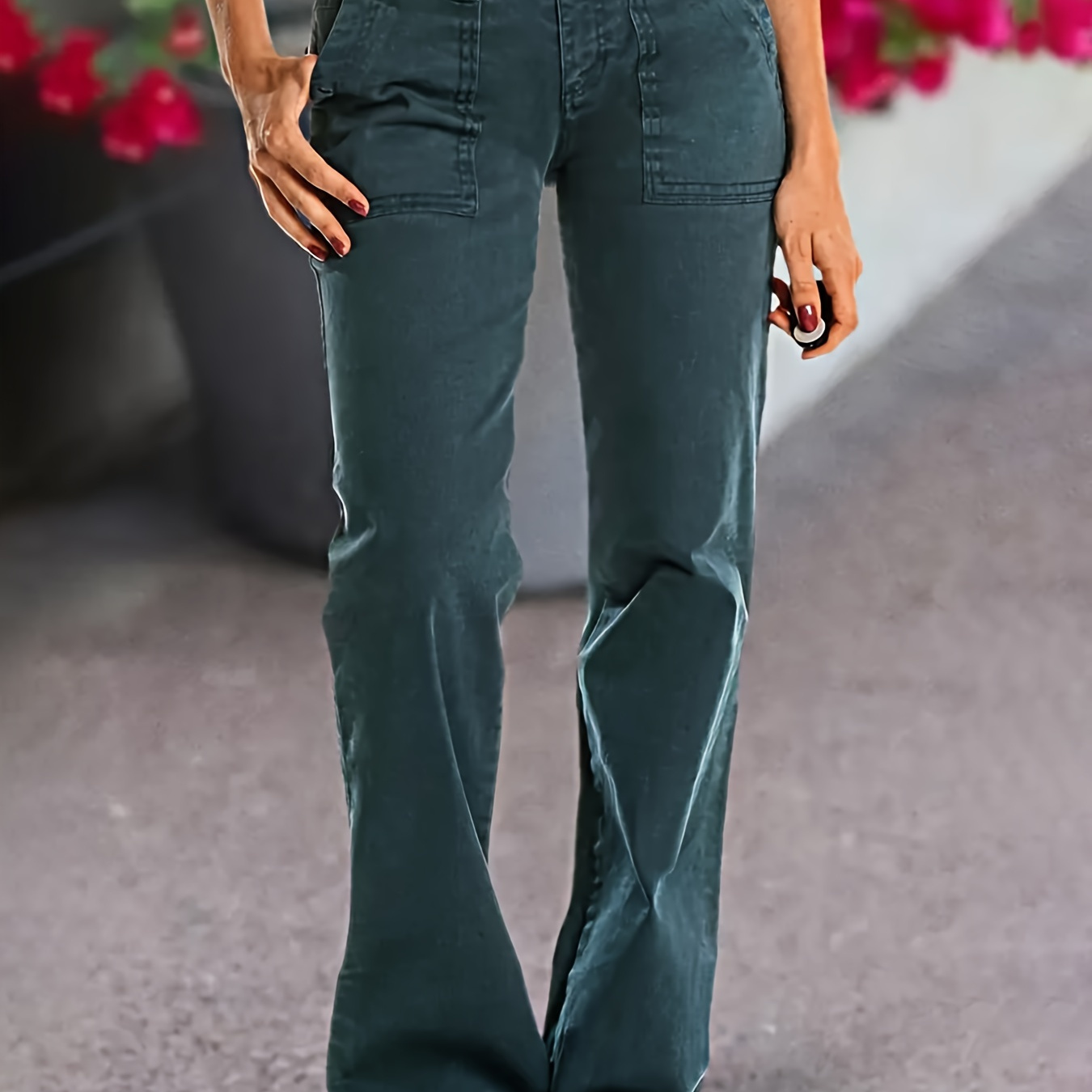 

Women's High-waisted Relaxed Fit Jeans, Long Length, Stretch Cotton Blend, Spandex, Classic Straight Leg, Low Rise, No Distressing, Suitable For Casual Outing