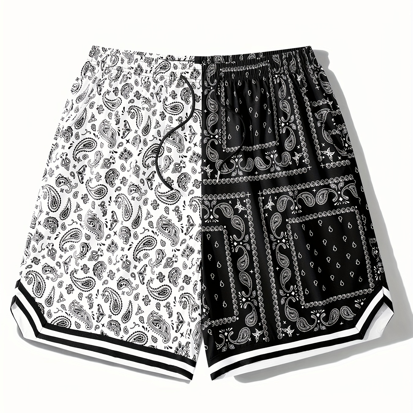 Trendy Men's Paisley Beach Shorts - Breathable & Comfy Swim Trunks with Elastic Waist & Drawstring for Summer Pool & Outdoor Activities