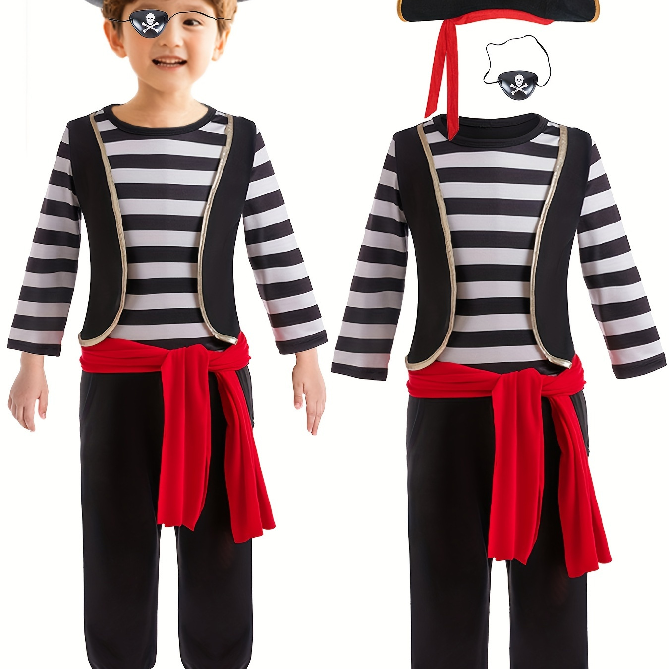 Costume Pirata Bambini Ragazzi Halloween Carnevale Cosplay