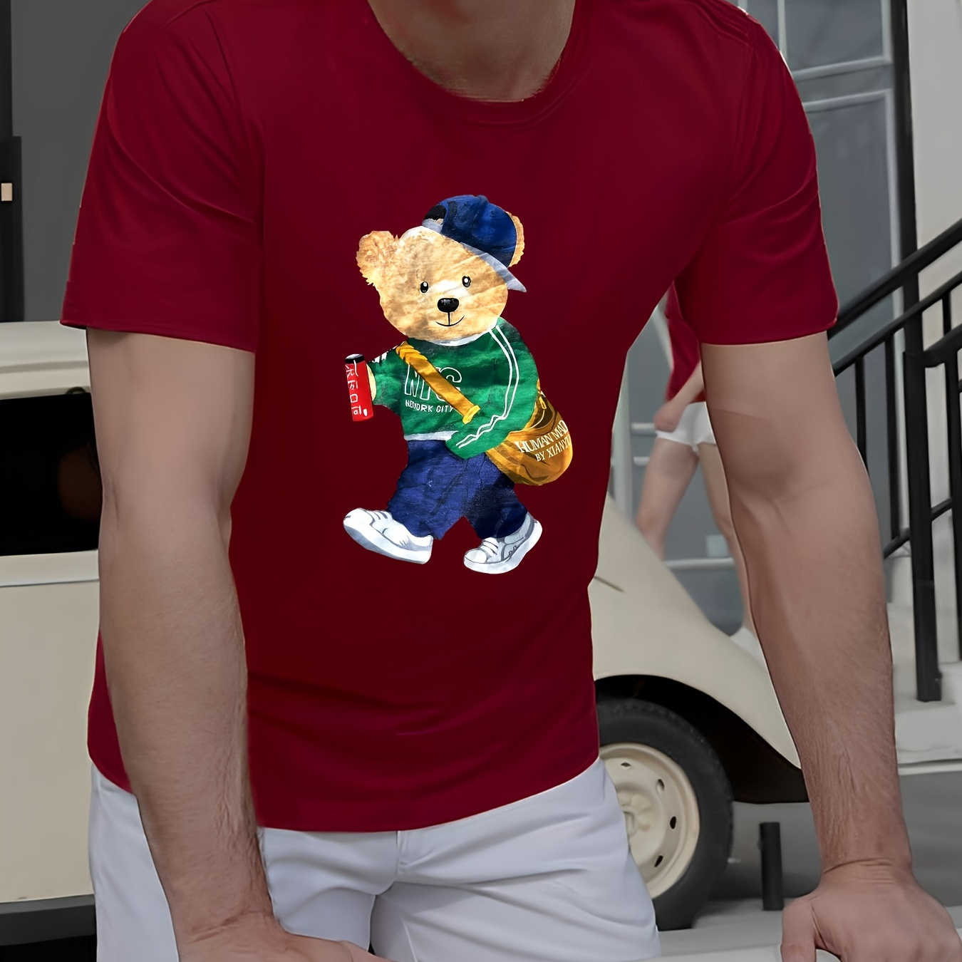 

Cool Bear Pattern Print Men's Comfy Chic T-shirt, Graphic Tee Men's Summer Outdoor Clothes, Men's Clothing, Tops For Men, Gift For Men