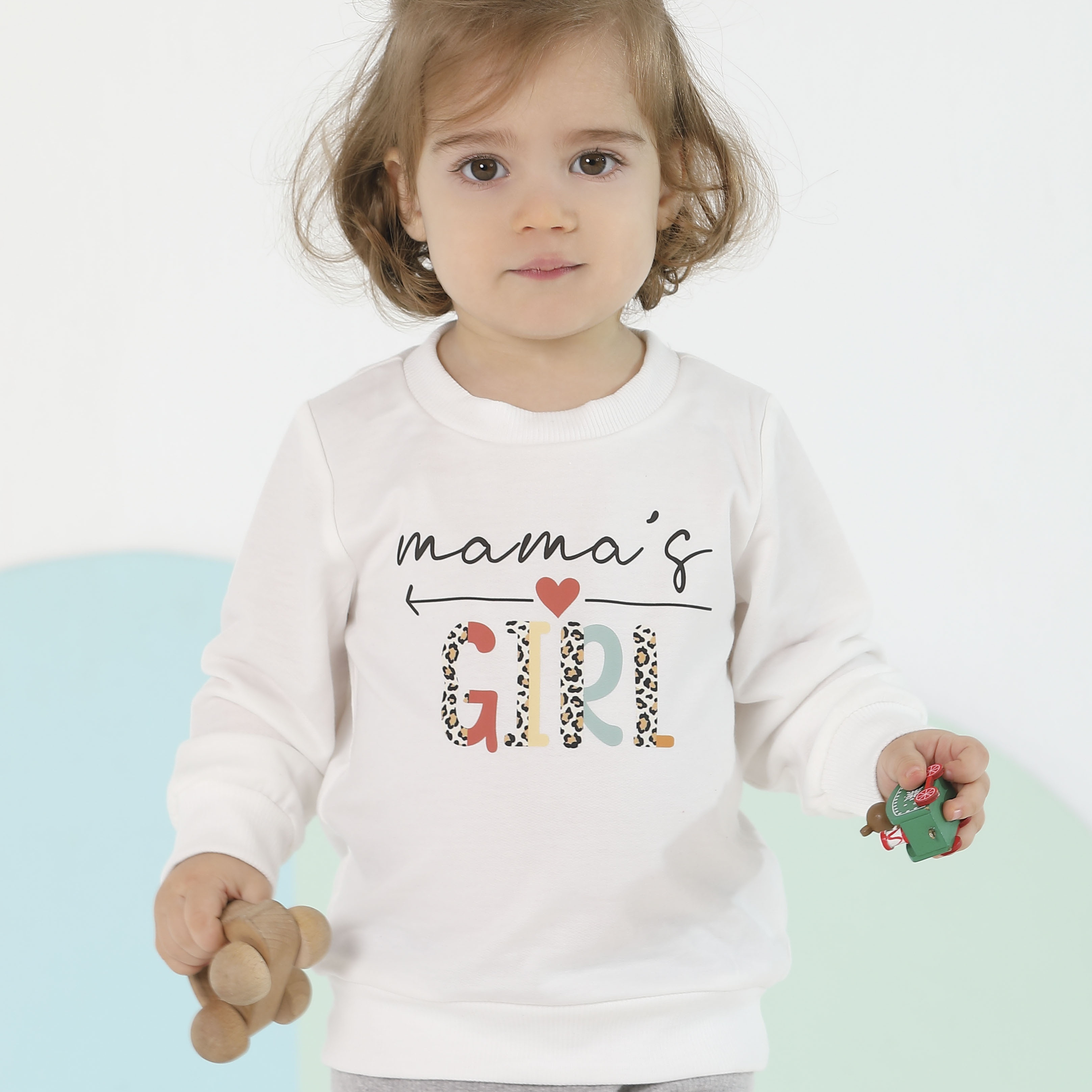 

''mama's Girl'' Print, Girls Graphic Long Sleeve Sweatshirt, Loose Trendy Pullover