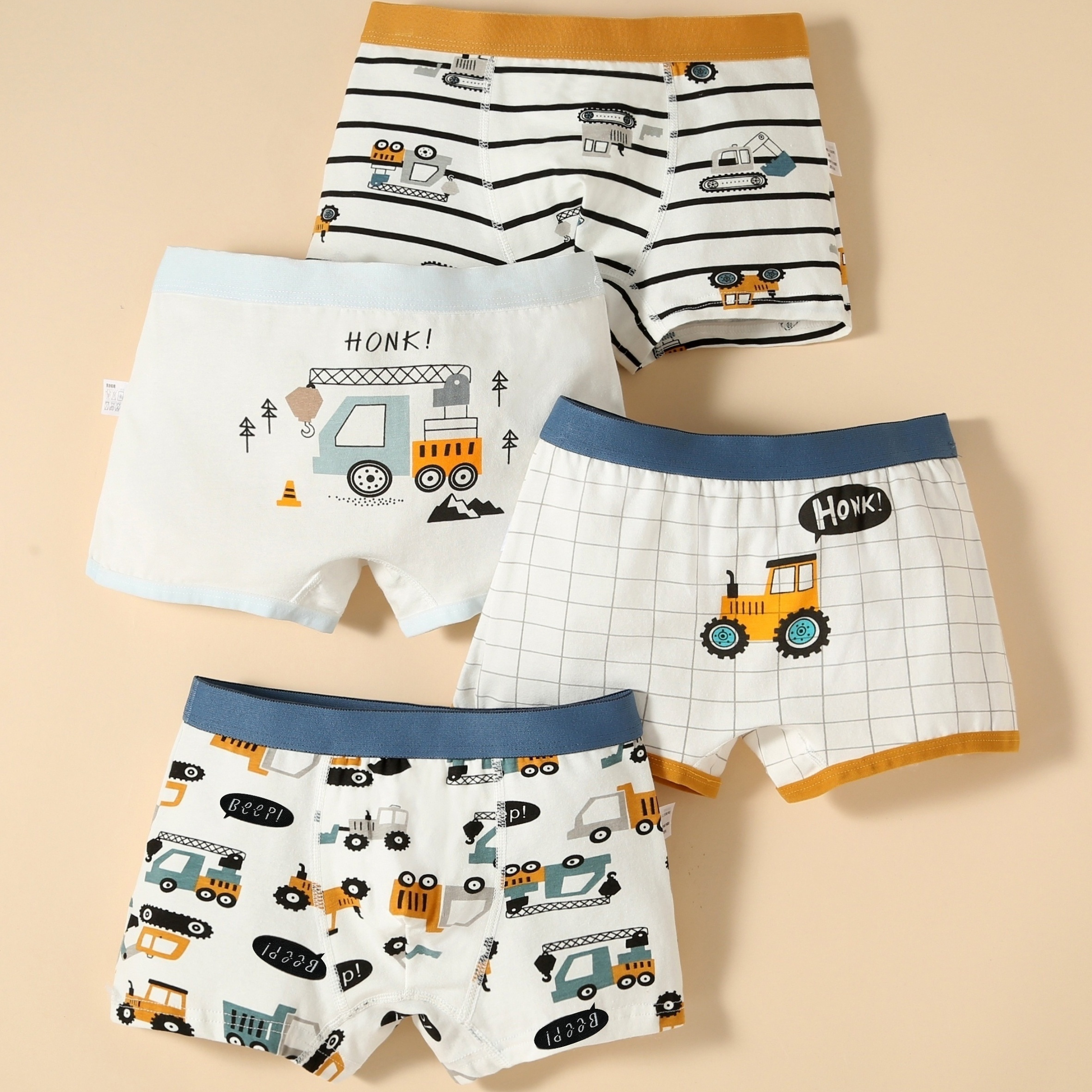 

4pcs Boys Underwear Soft Breathable Cartoon Pattern Comfy Boxers Briefs