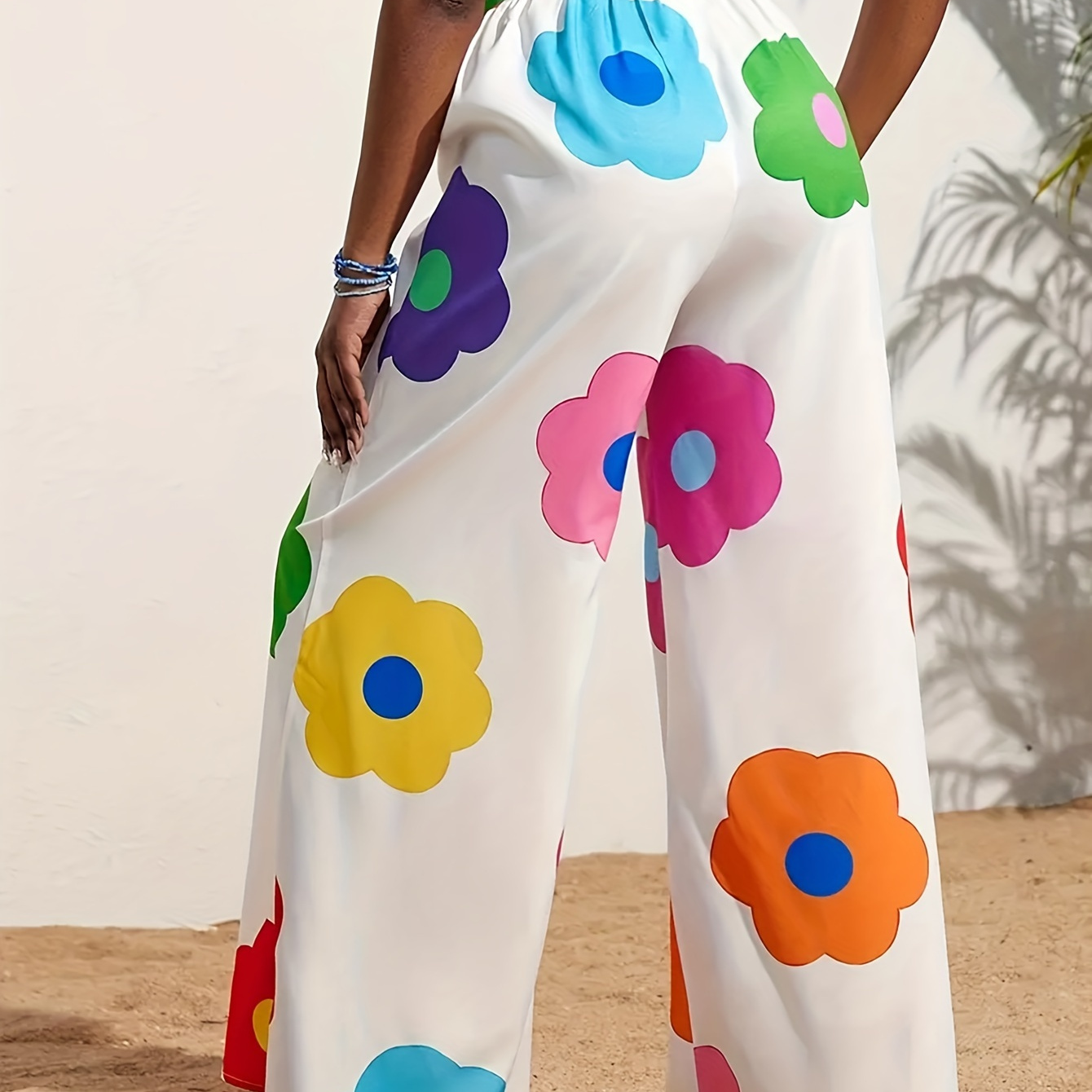 

Floral Print Wide Leg Pants, Stylish Loose Pants For Spring & Summer, Women's Clothing