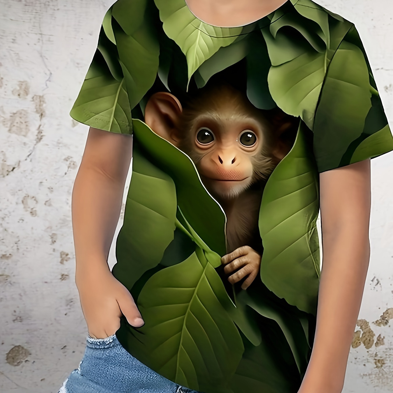 

Girls/boys Creative 3d Monkey Graphic Short Sleeve T-shirt Summer Clothes Sports