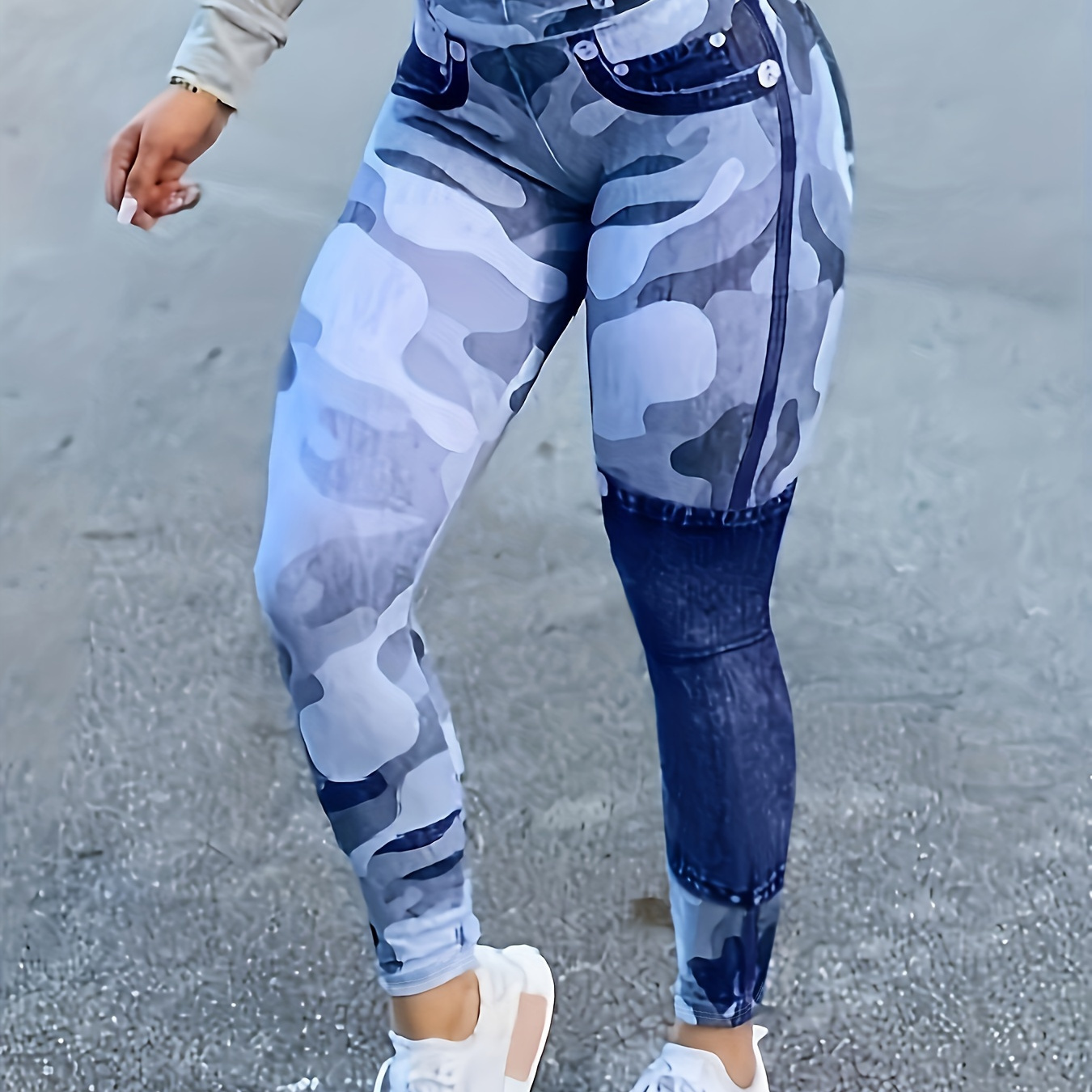 

Camouflage Pattern Yoga Pants, Stretch Running Fitness Workout Leggings, Women's Activewear