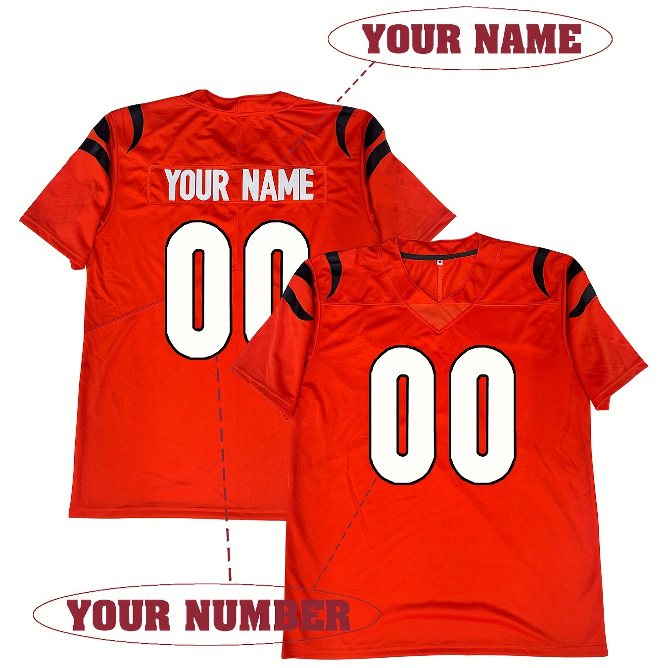 

Customized Name And Number Embroidery, Men's V-neck Football Jersey, Comfy Top For Training And Competition