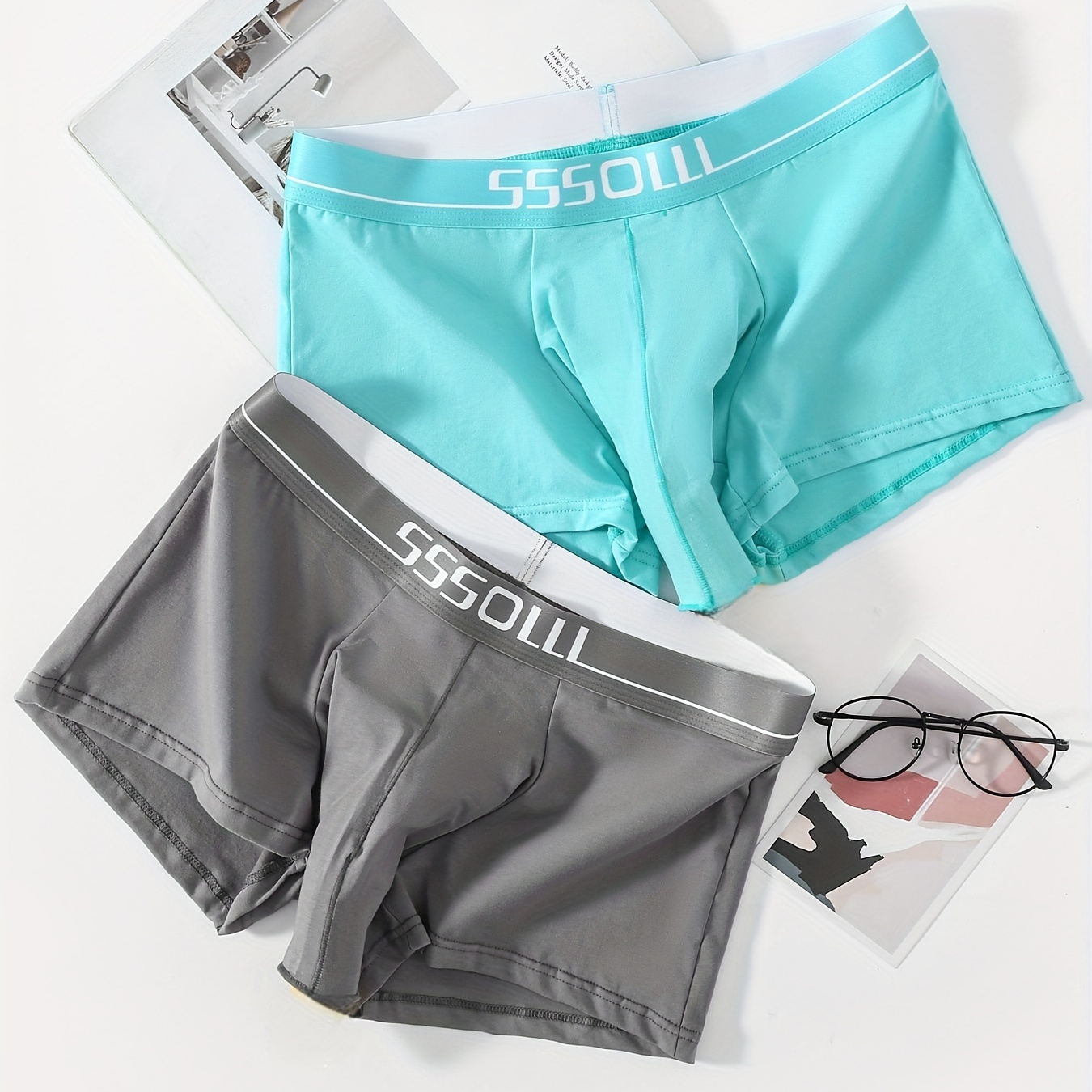 

2pcs Men's Underwear, Antibacterial Cotton Breathable Soft Comfy Boxer Briefs Shorts, Casual Plain Color Boxer Trunks