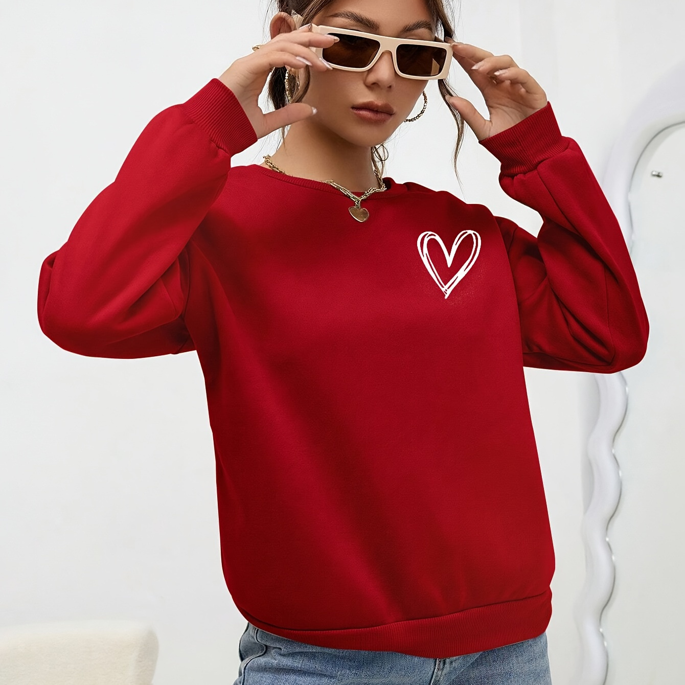 

Pullover Sweatshirt, Drop Shoulder Long Sweatshirt For Fall & , Women's Clothing