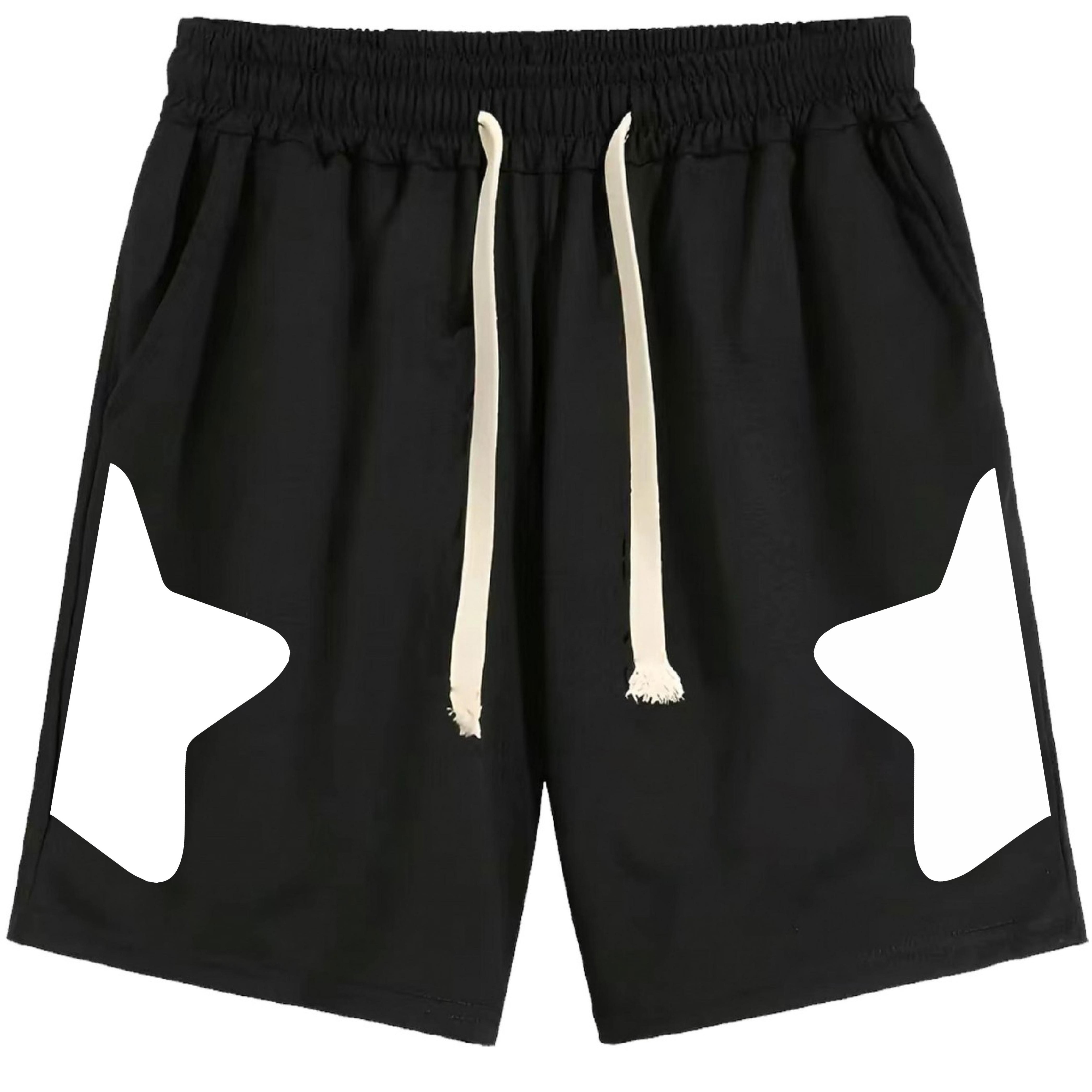 

Split Star Comfy Shorts, Men's Casual Solid Color Slightly Stretch Elastic Waist Drawstring Shorts For Summer