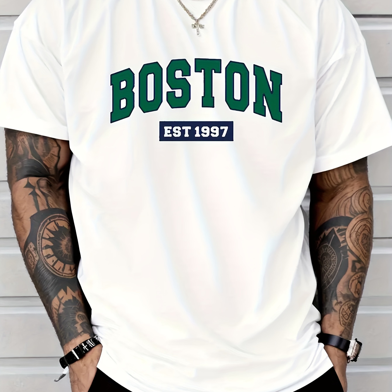 

Boston 1997 Print Tee Shirt, Tees For Men, Casual Short Sleeve T-shirt For Summer