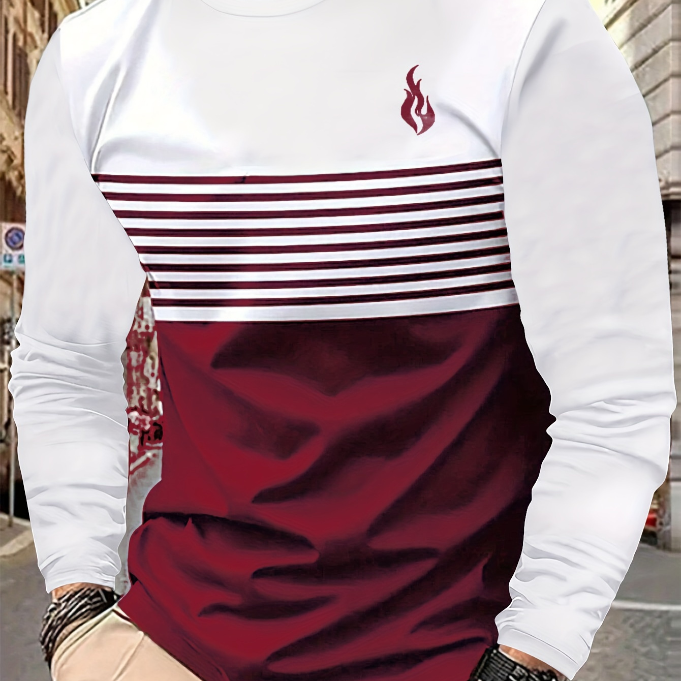 

Men's Casual Long Sleeve T-shirt With Stylish Print - Breathable Polyester , Spring & Fall, Autumn & Winter, Fashion Print