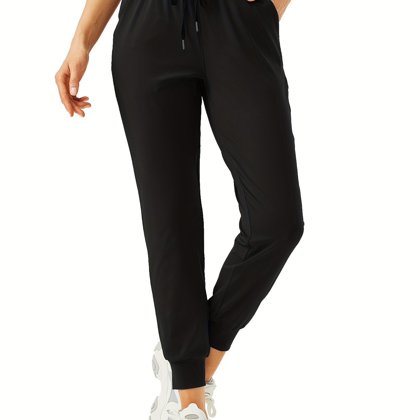 

Drawstring High Waist Joggers Pants, Casual Workout Pants With Pocket, Womens Clothing