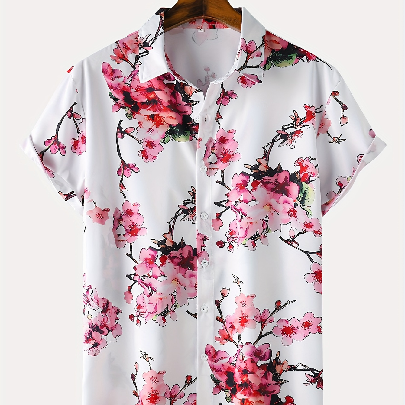 

Vintage Floral Print Men's Short Sleeve Button Down Shirt For Summer Resort Vacation