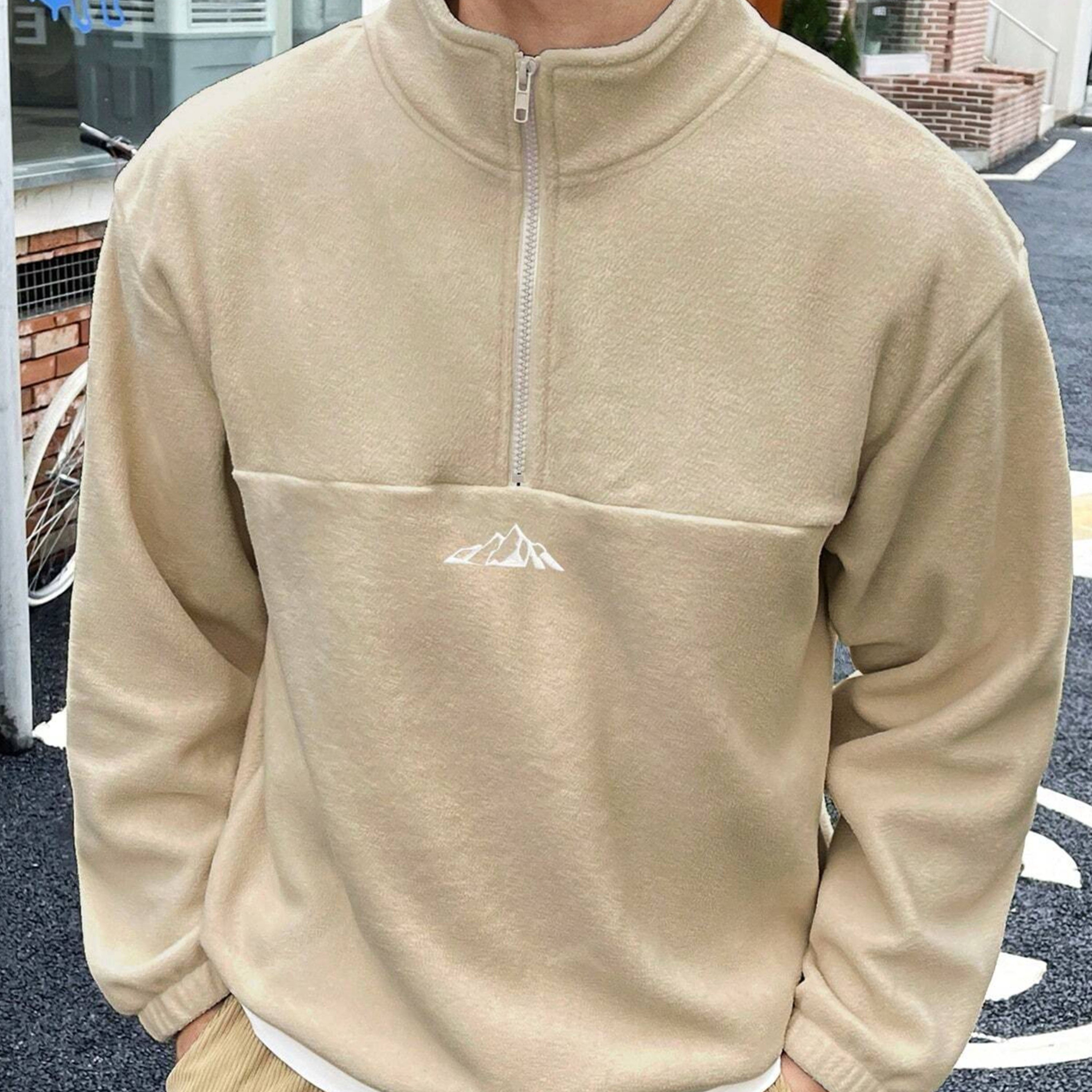 

Sweatshirt à capuche décontracté pour homme, manche longue avec col et -fermeture éclair, tissu tricoté en polyester avec un d'élasticité, style - 100% polyester