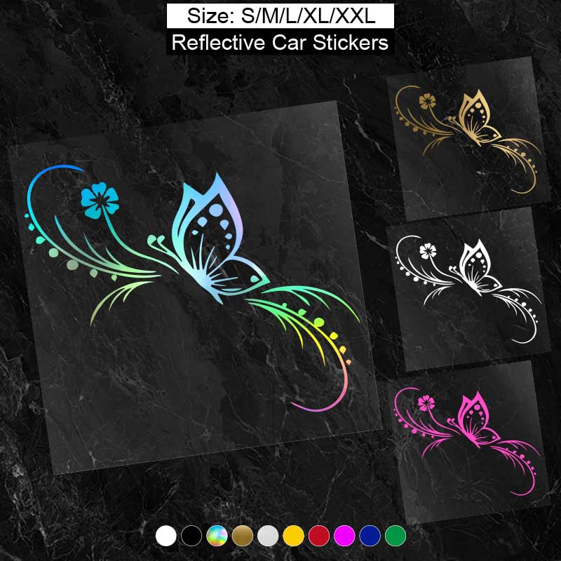 Reflective Butterfly Flower Car Sticker Waterproof Vinyl - Temu