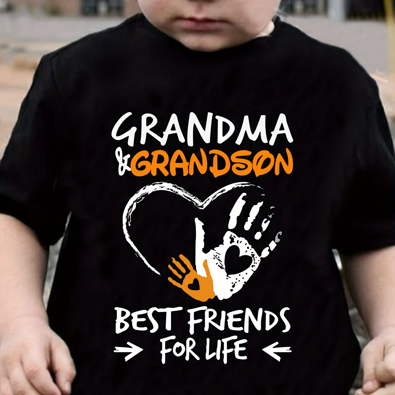 

Boy's Summer T-shirt, Kids Toddler Grandma Grandson Best Friends Print Casual Short Sleeve Cute Tee Tops