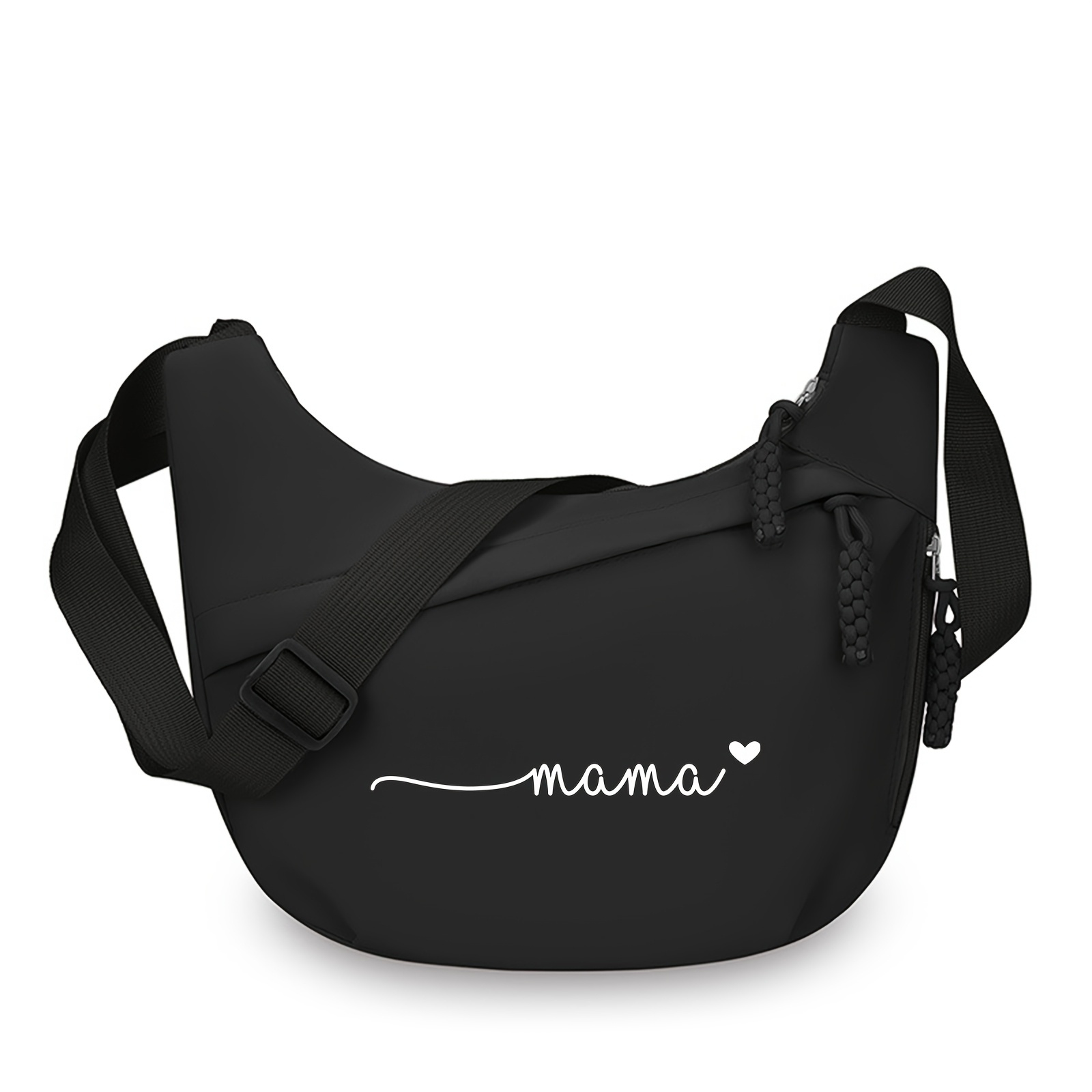 TEMU Damen-Einknick-Umhängetasche zum Muttertag mit kreativ gestaltetem „mama“-Buchstaben-Aufdruck. Diese geräumige Crossbody-Tasche verfügt über ein