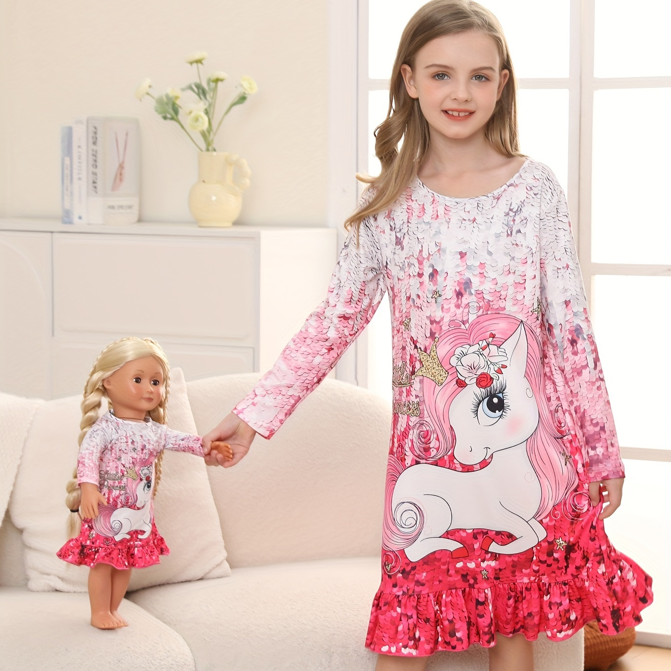  Leveret - Pijama a juego para muñeca y niñas, para niños  grandes y pequeños, pijama de unicornio (4 a 14 años) se adapta a muñecas  americanas, 4 años : Ropa, Zapatos y Joyería