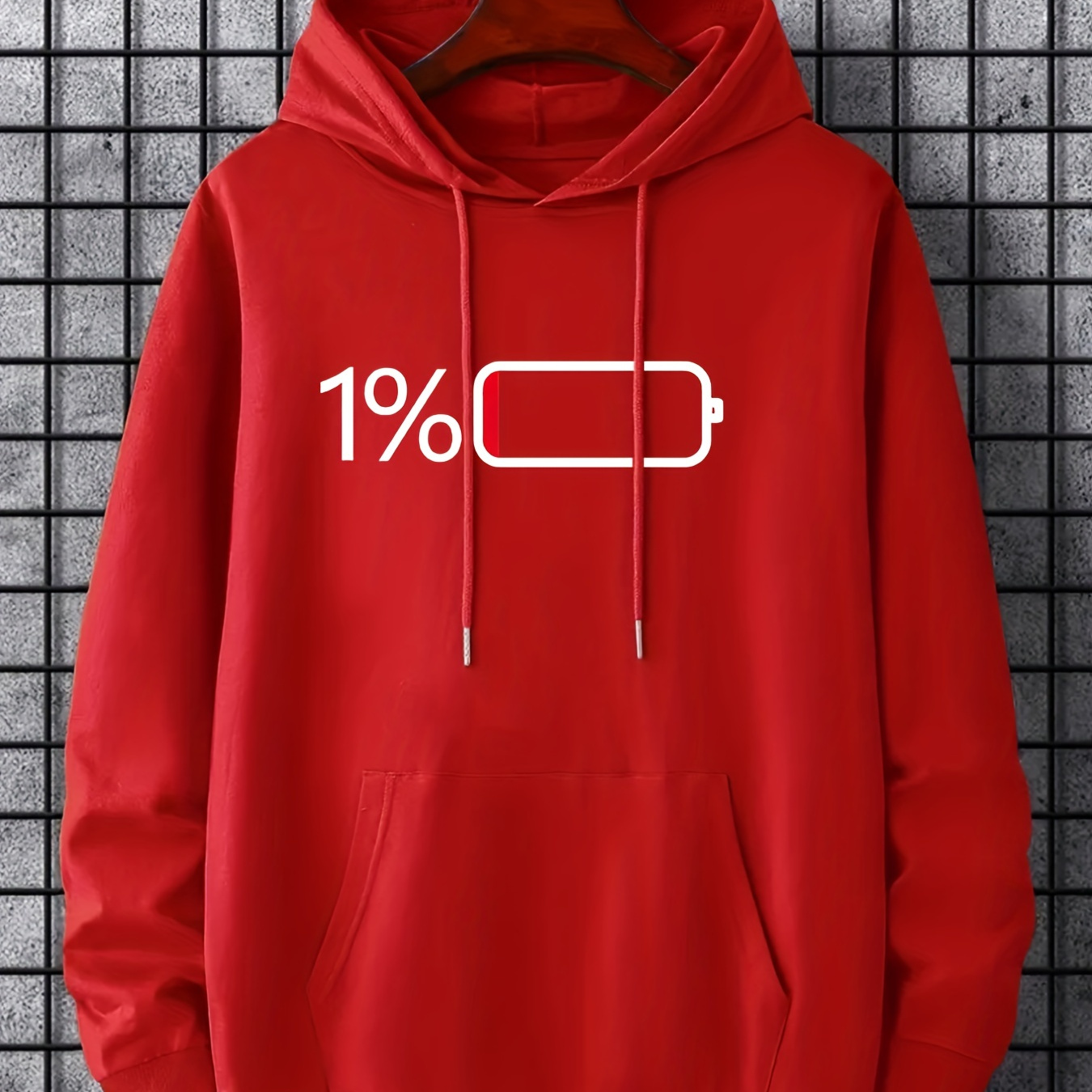 

Hoodies For Men, Battery Low Graphic Hoodie, Men’s Casual Pullover Hooded Sweatshirt With Kangaroo Pocket For Spring Fall, As Gifts