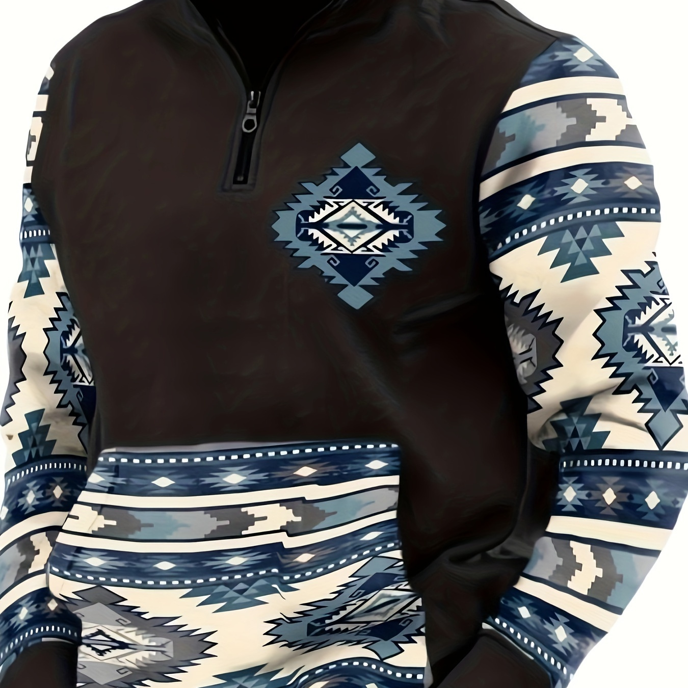 

Autumn/winter New Retro Hoodie Sweatshirt 3d Printed Large Size Casual Stand Collar Long Sleeve 1/4 Zip Pullover With Pockets