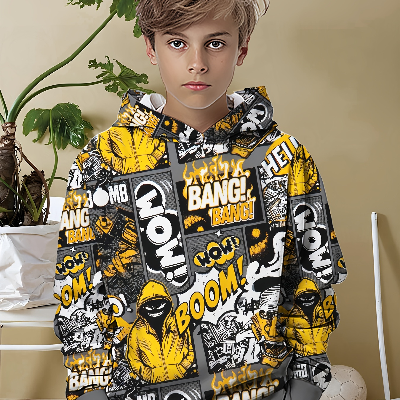 English Alphabet Graffiti 3D Print Boys Hoodie