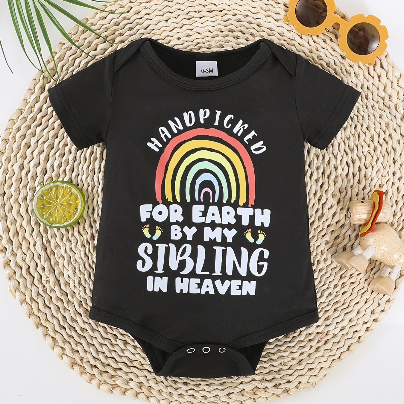 

Baby Boys And Girls Casual "hand Picked For Earth By My Sibling In Heaven" Short Sleeve Onesie Clothes