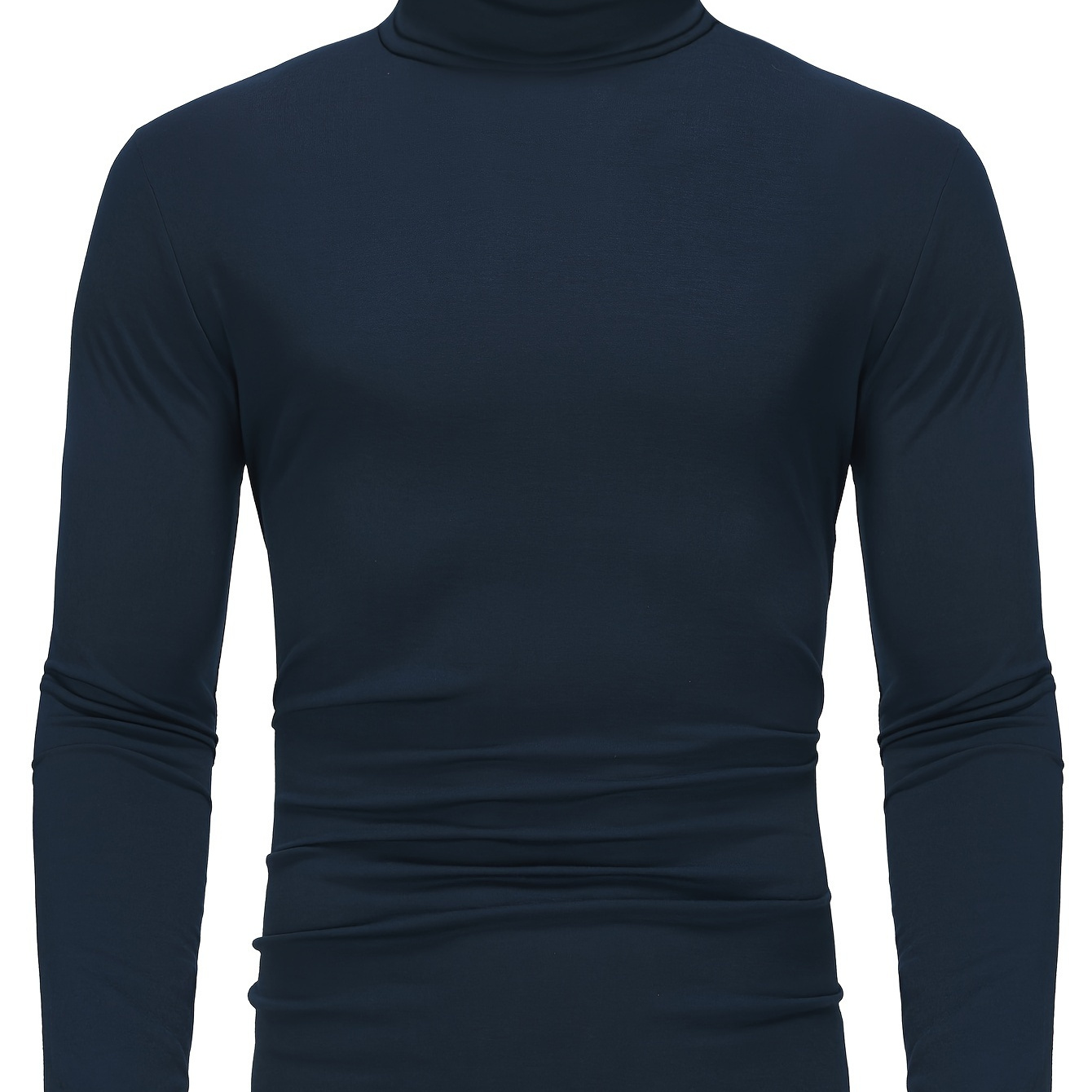 Bottoming Shirt, Men's High Neck Long Sleeve Tops, Casual Plain Color Warm Base Layer Undershirts Tops