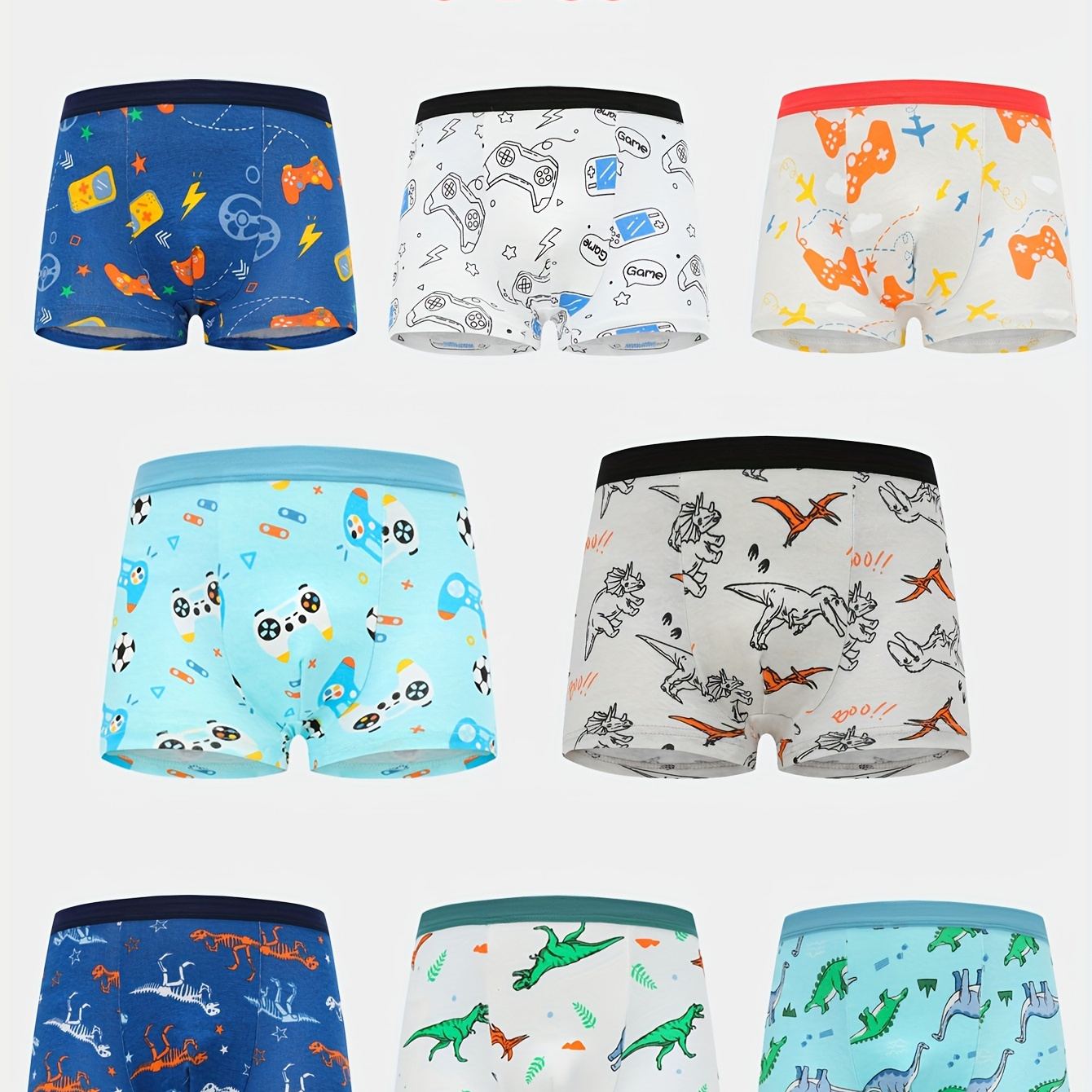 

8 boxers pour garçons avec imprimé dinosaure, et confortables en coton, pour toutes les .