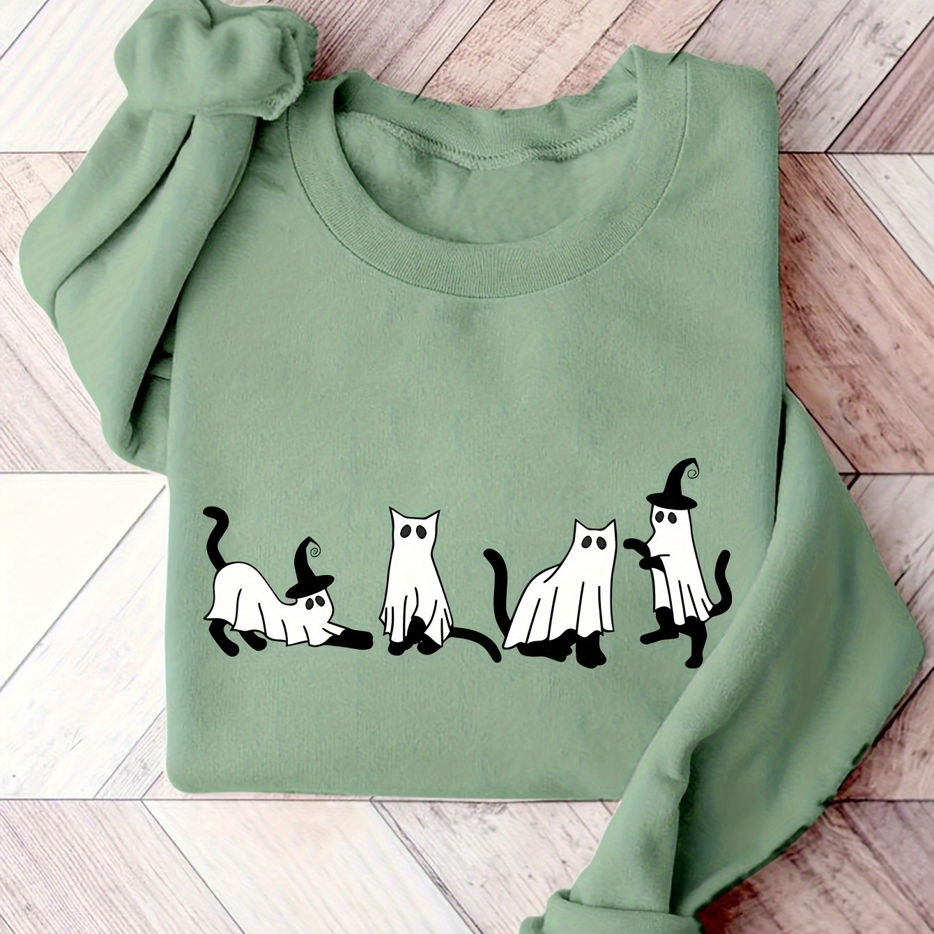 

[top-] Women's & Cat Halloween Sweatshirt - , Long Sleeve For Fall/,