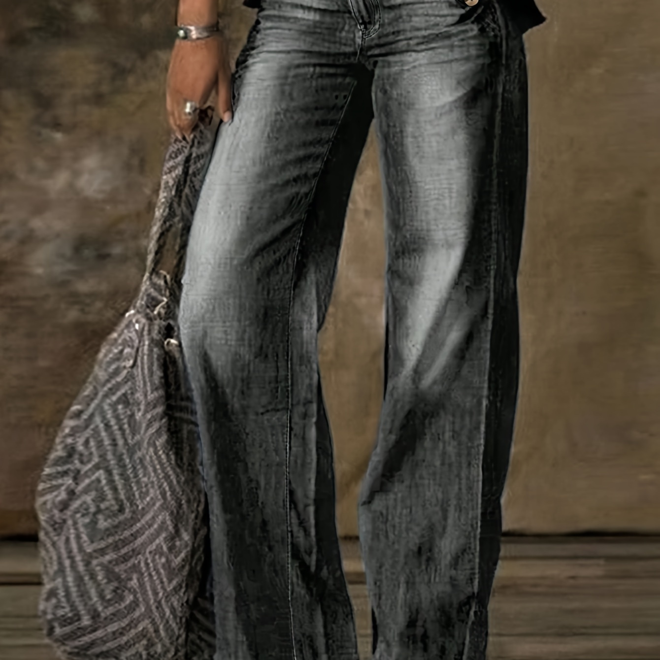 

Women' Breasted Low Waisted Flared Women', Non , Loose, Comfortable Casual Denim Wide Leg Pants